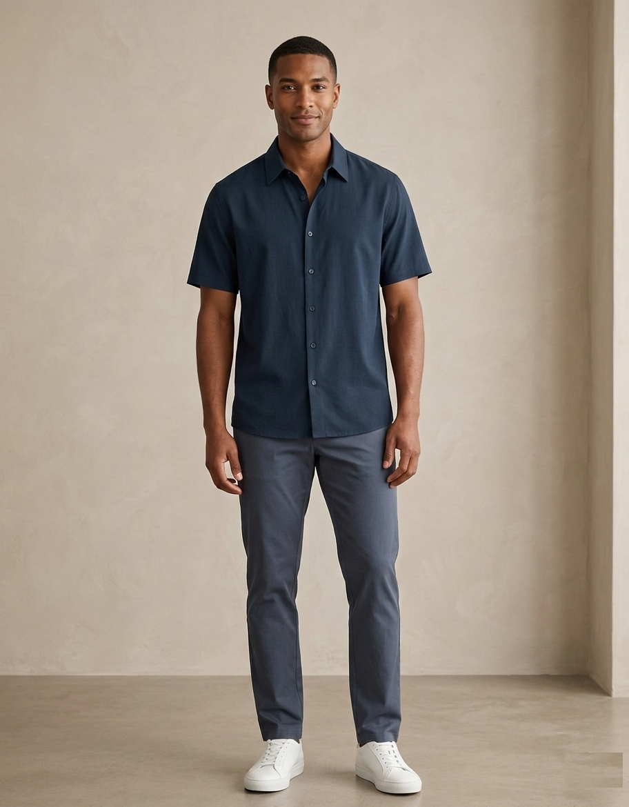 The Sovereign Structured Cotton T-Shirt — Navy