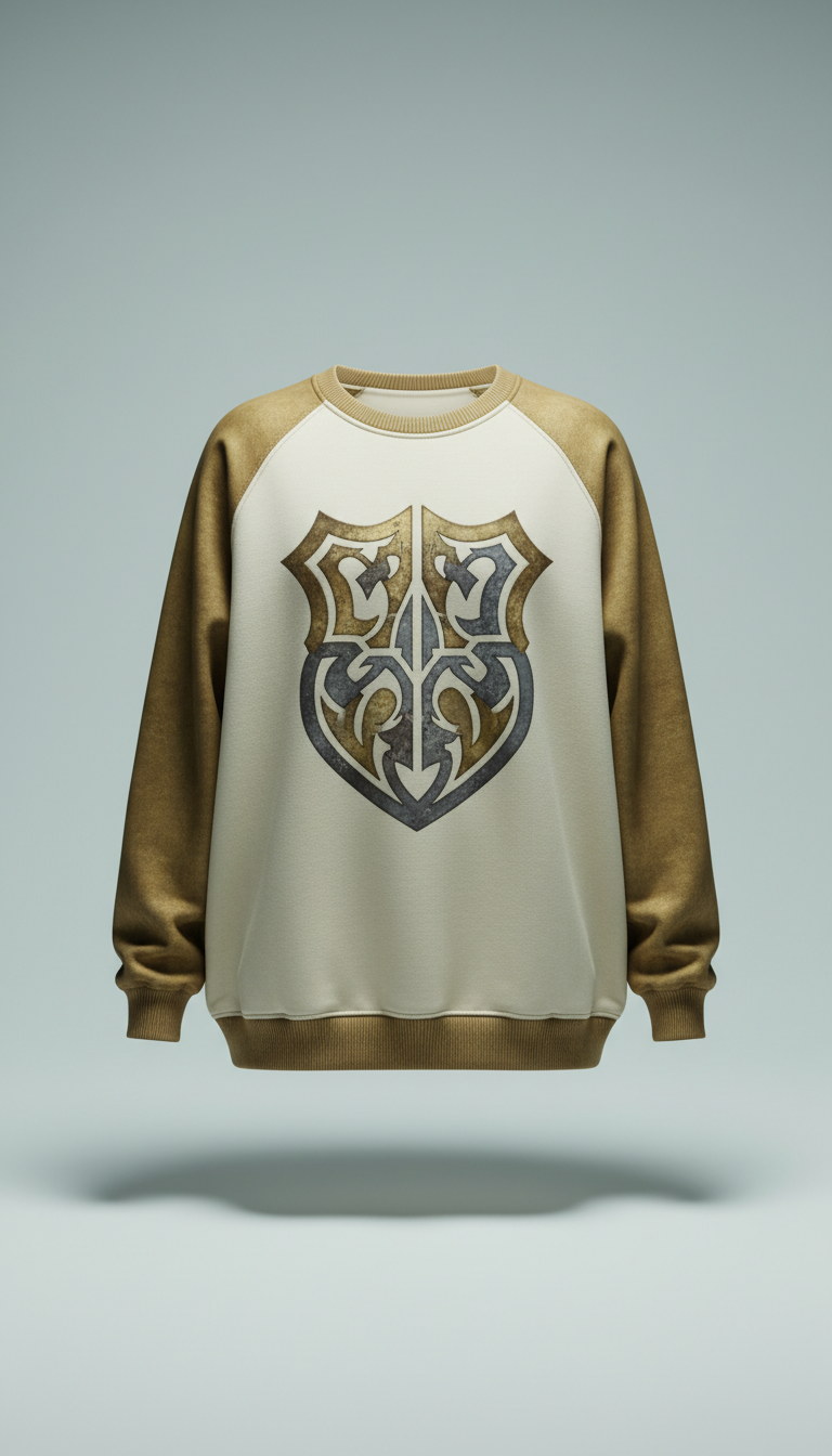 Editorial Oversized Gold Crest Sweatshirt