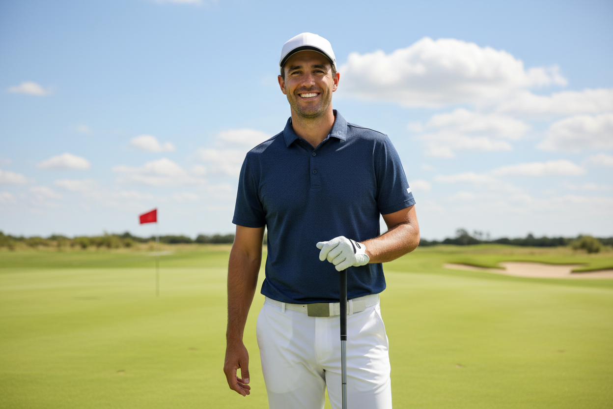 create golf player image with smile