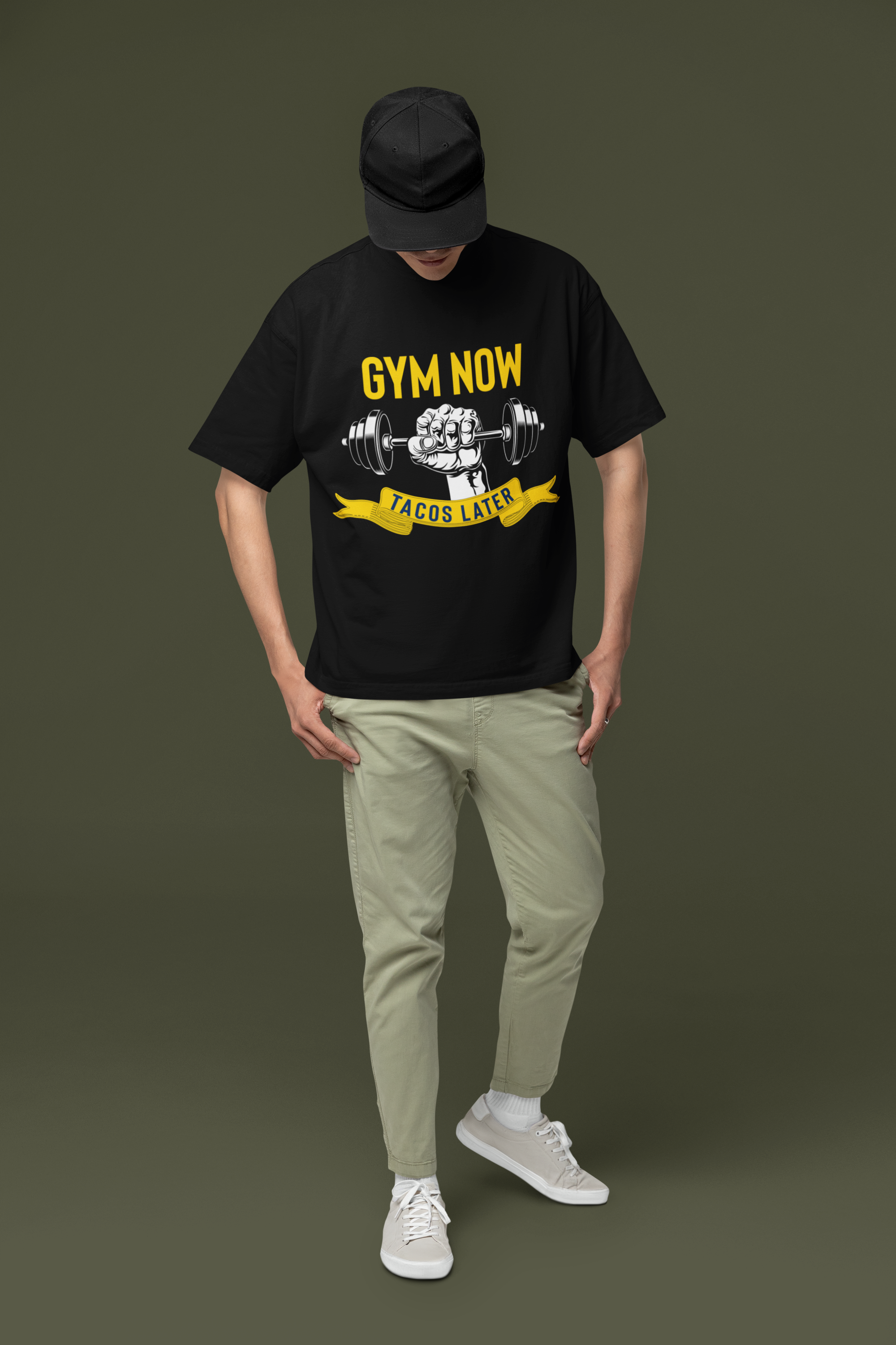 GYM NOW TACOS LATER OVERSIZE UNISEX TSHIRT